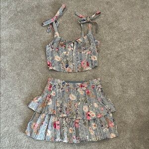 Floral Dance & Marvel Two-Piece Shorts and Crop Top Set, S/M